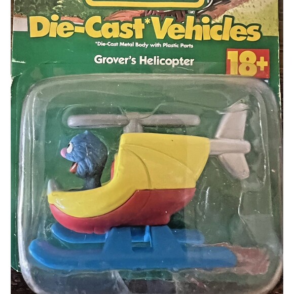 Vintage 1998 Sesame Street Grover's Diecast Helicopter Fisher Price - Picture 2 of 9